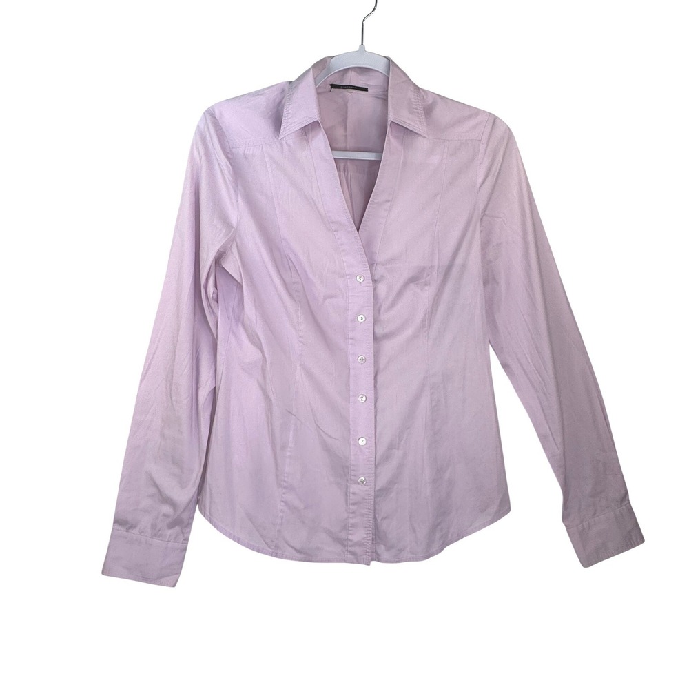 Elie Tahari Womens Lilac Lavender Button Down Tailored Shirt Long Sleeve Solid